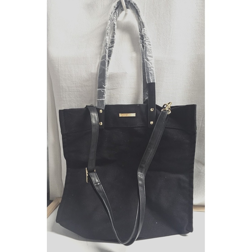 RALPH LAUREN black canvas travel tote bag removable shoulder strap large